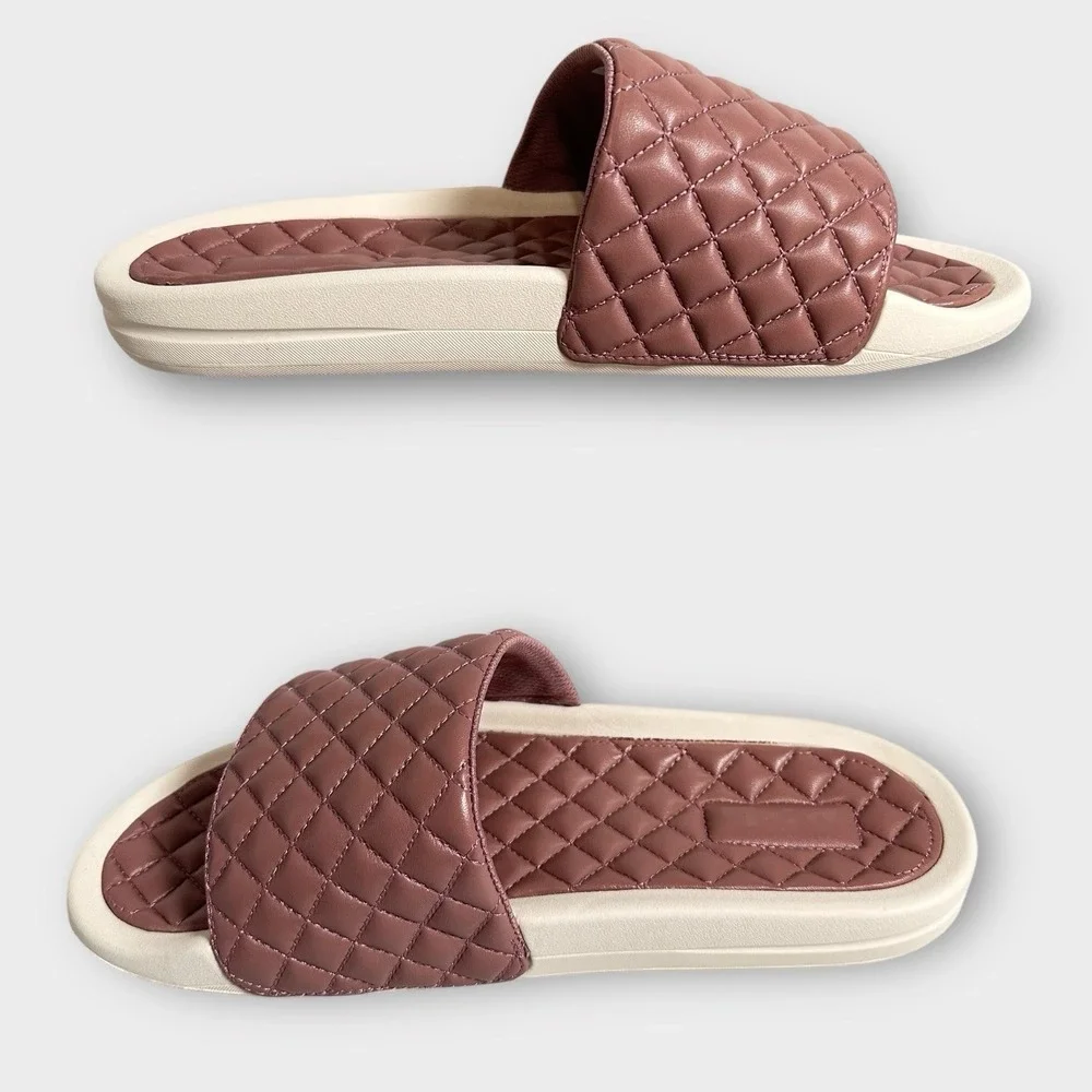APL Slides Women's 11 Men's 9 Leather Lusso Mauve Beachwood/Pristine Sandals New